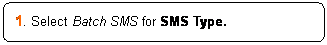 ꨤx: 1. Select Batch SMS for SMS Type.