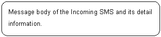 ꨤx: Message body of the Incoming SMS and its detail information.