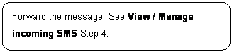 ꨤx: Forward the message. See View / Manage incoming SMS Step 4.