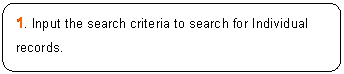 ꨤx: 1. Input the search criteria to search for Individual records.