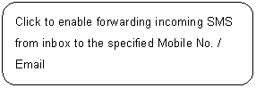 ꨤx: Click to enable forwarding incoming SMS from inbox to the specified Mobile No. / Email