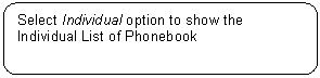 Rounded Rectangle: Select Individual option to show the Individual List of Phonebook